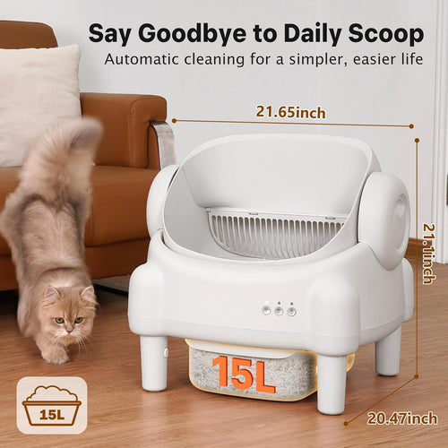 Open-Top Self-Cleaning Automatic Cat Litter Box