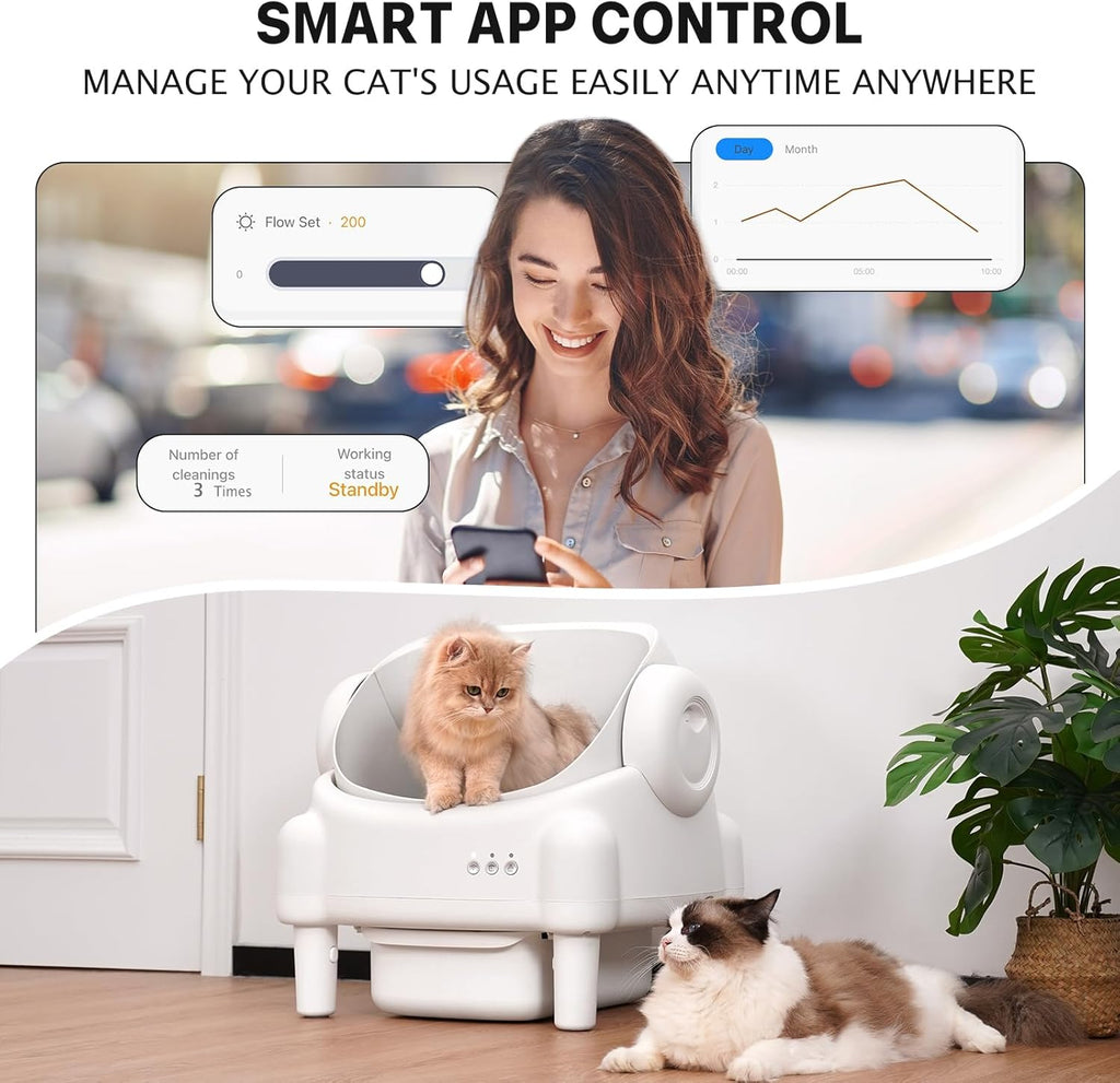 Open-Top Self-Cleaning Automatic Cat Litter Box