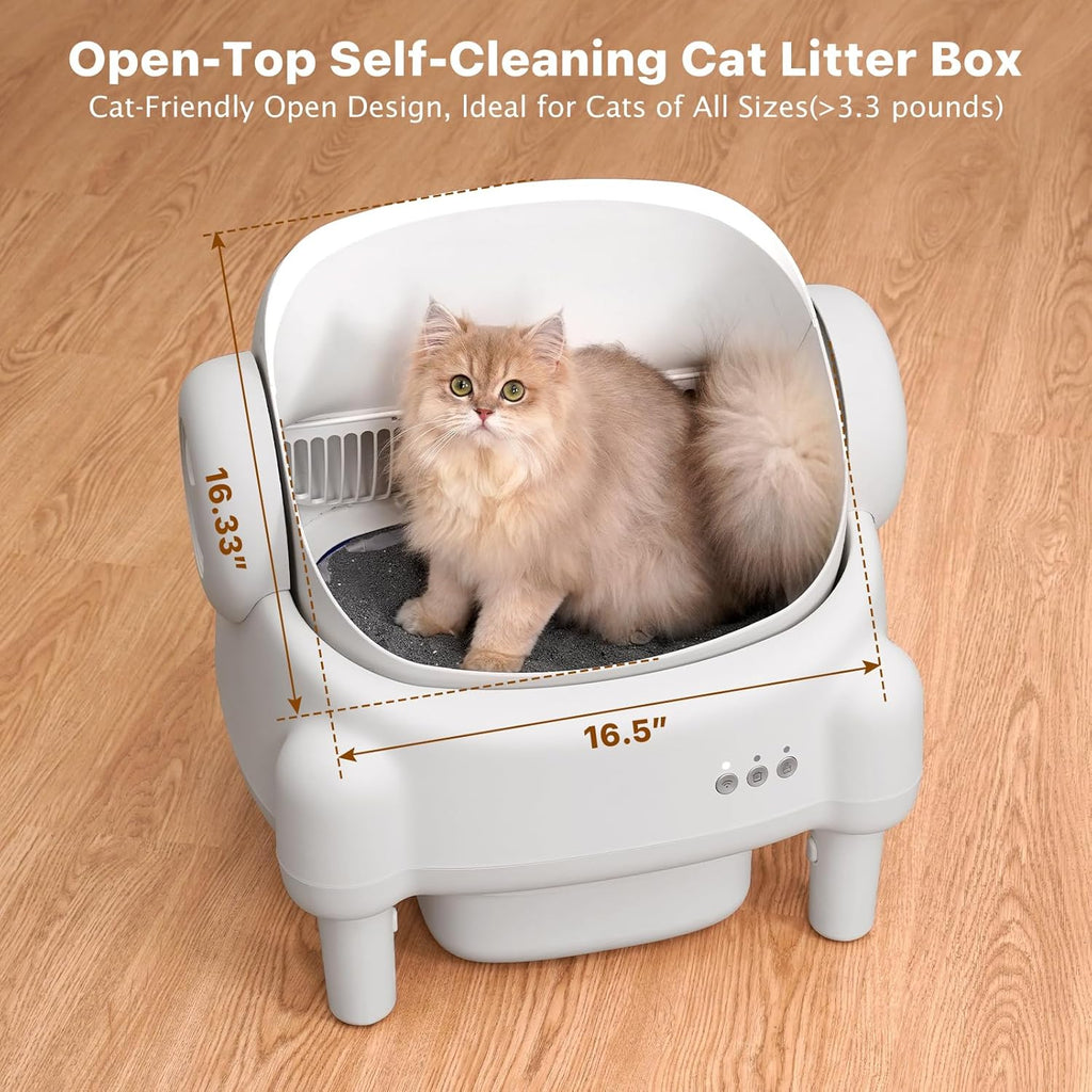 Open-Top Self-Cleaning Automatic Cat Litter Box