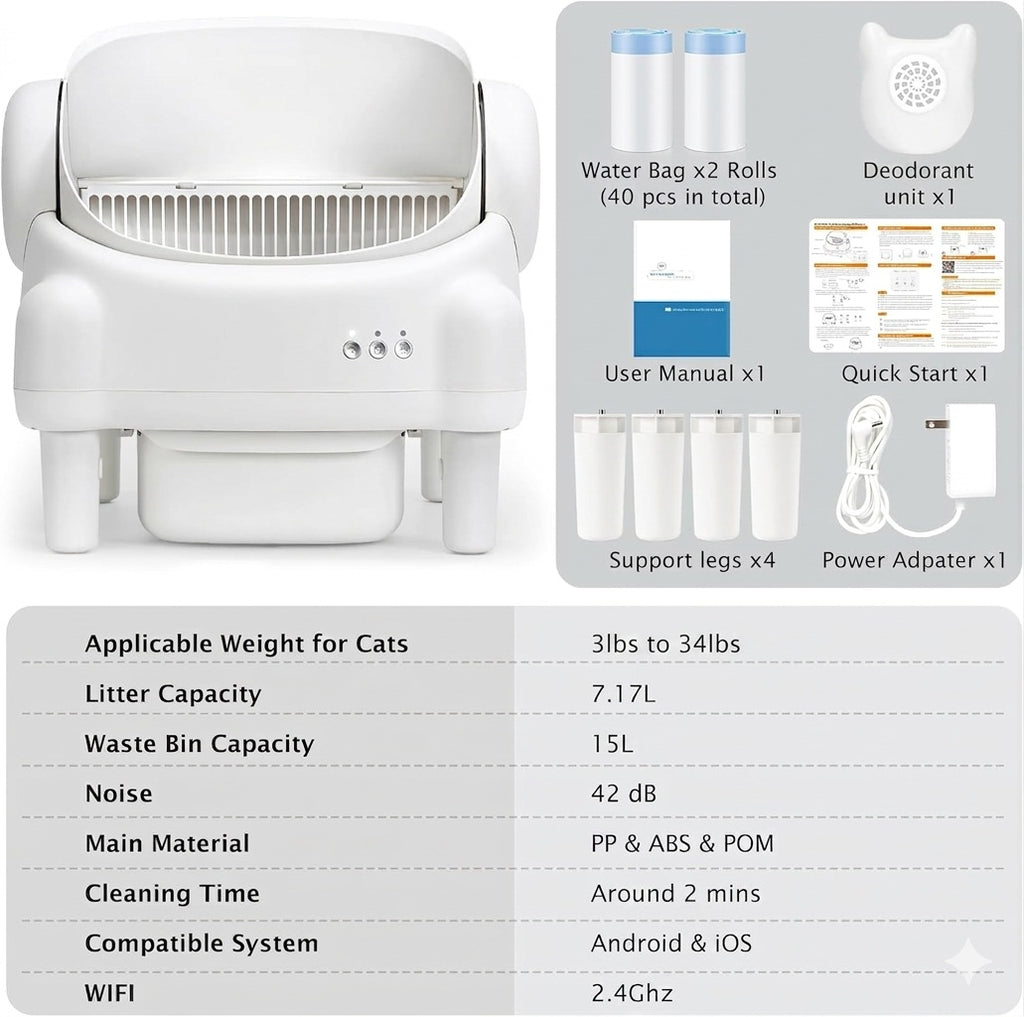 Open-Top Self-Cleaning Automatic Cat Litter Box