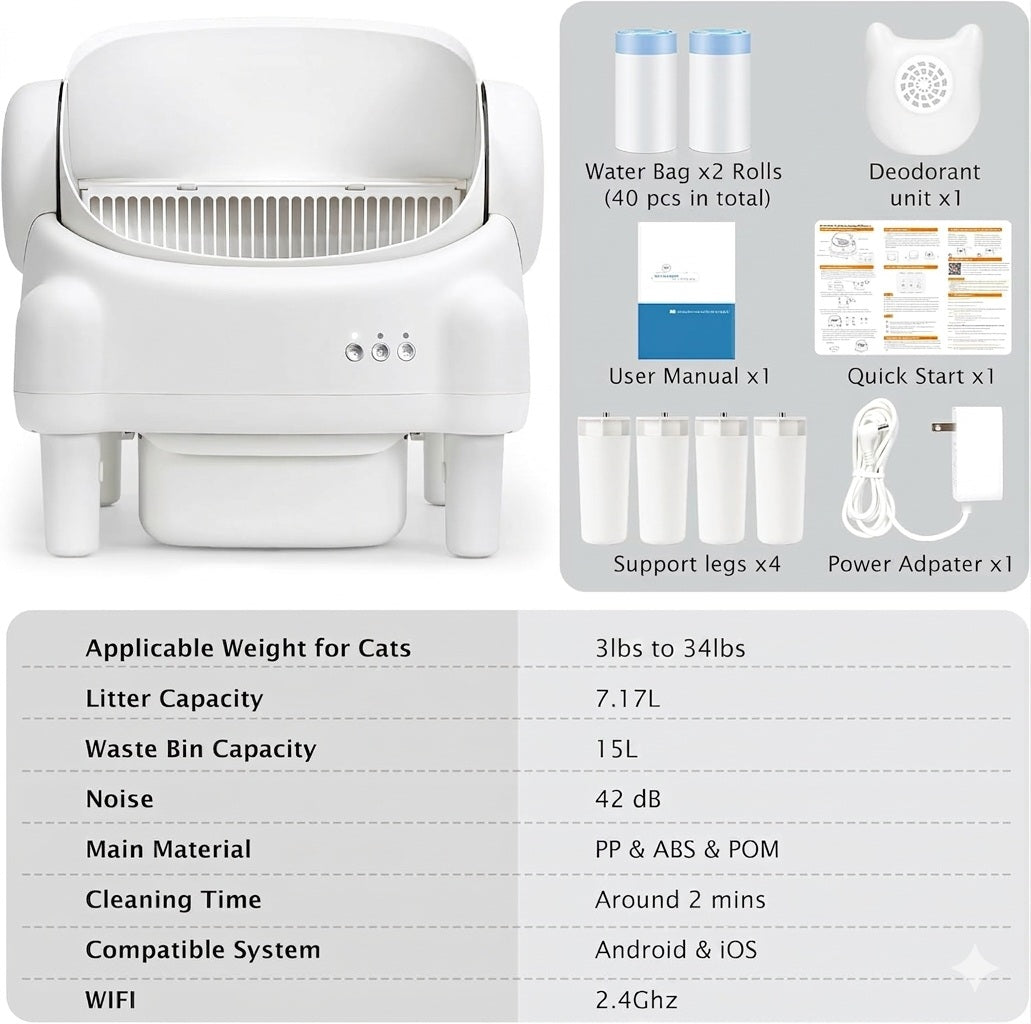 Open-Top Self-Cleaning Automatic Cat Litter Box
